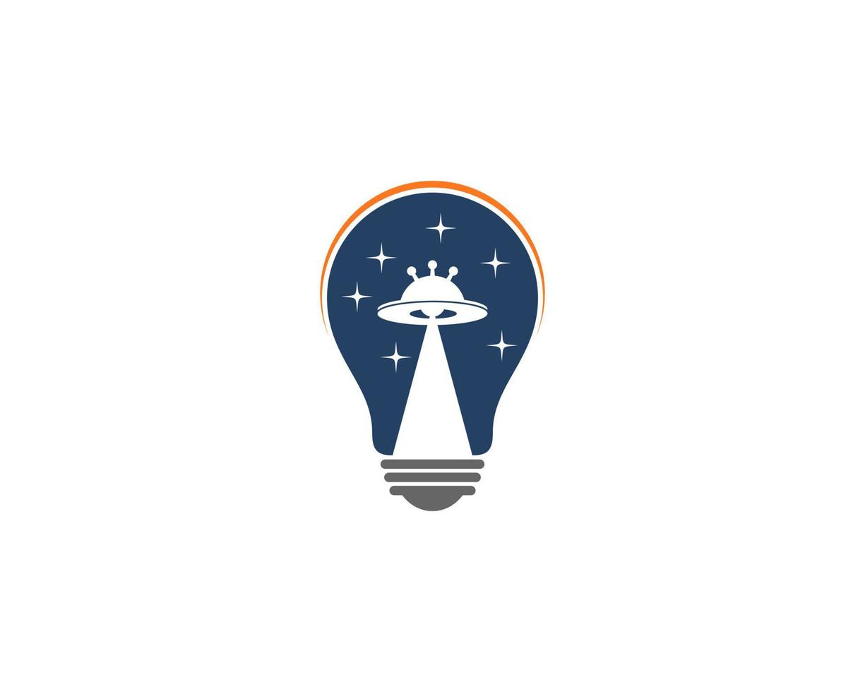 ufo dentro do logotipo da lâmpada vetor