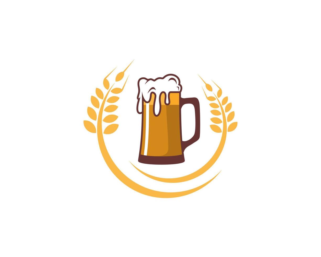 copo de cerveja no logotipo do trigo vetor