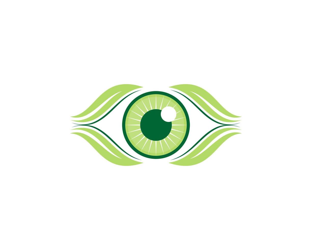 lente de olhos saudáveis com folha verde ao redor vetor