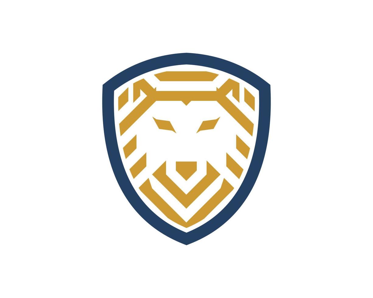 escudo simples com listras cabeça de leão dentro vetor