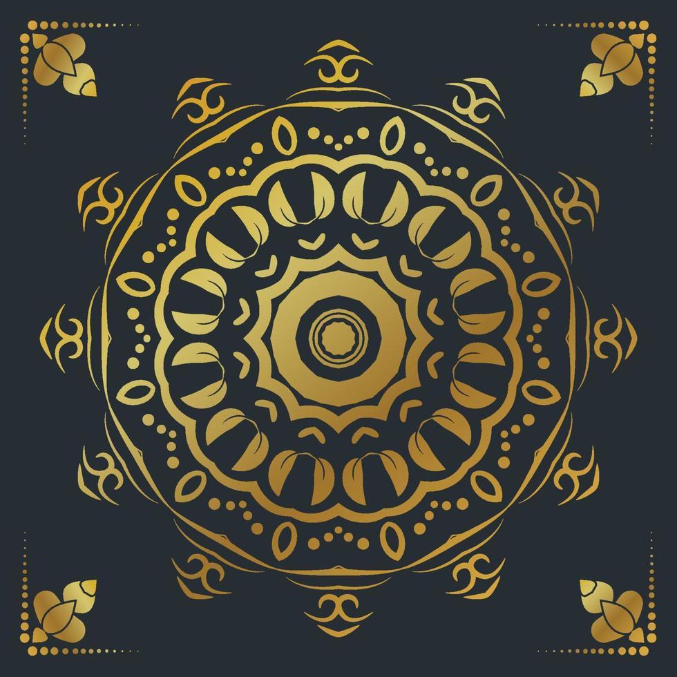 Fundo de desenho de mandala ornamental de luxo na cor ouro vetor