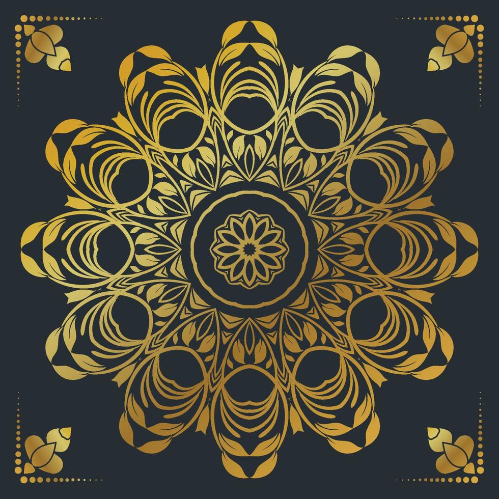 Fundo de desenho de mandala ornamental de luxo na cor ouro vetor