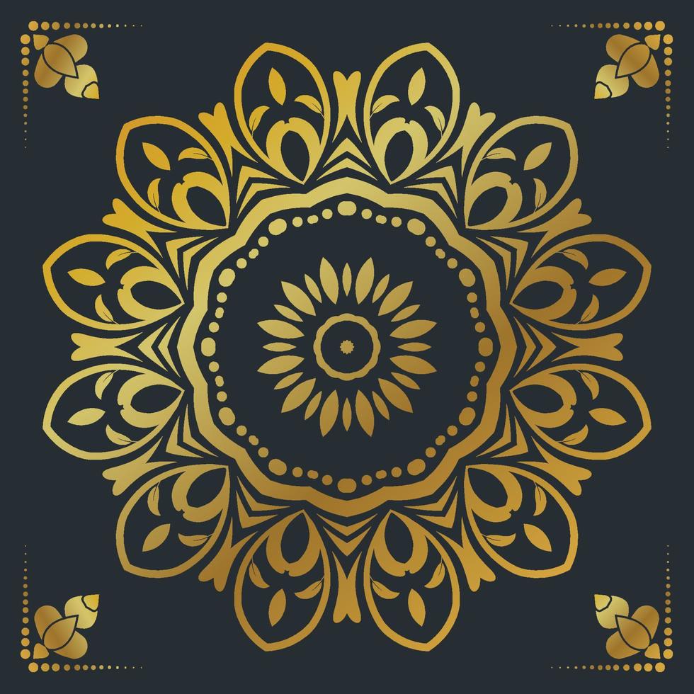 Fundo de desenho de mandala ornamental de luxo na cor ouro vetor