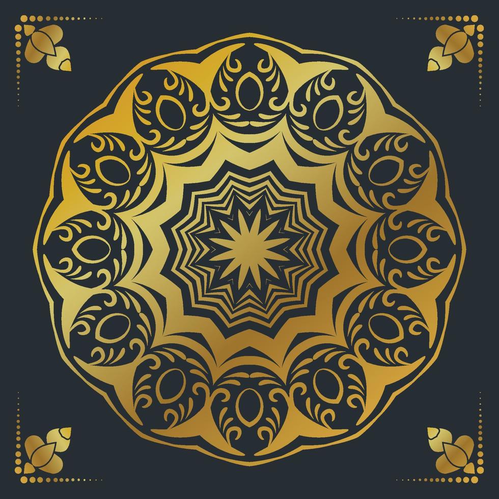 Fundo de desenho de mandala ornamental de luxo na cor ouro vetor