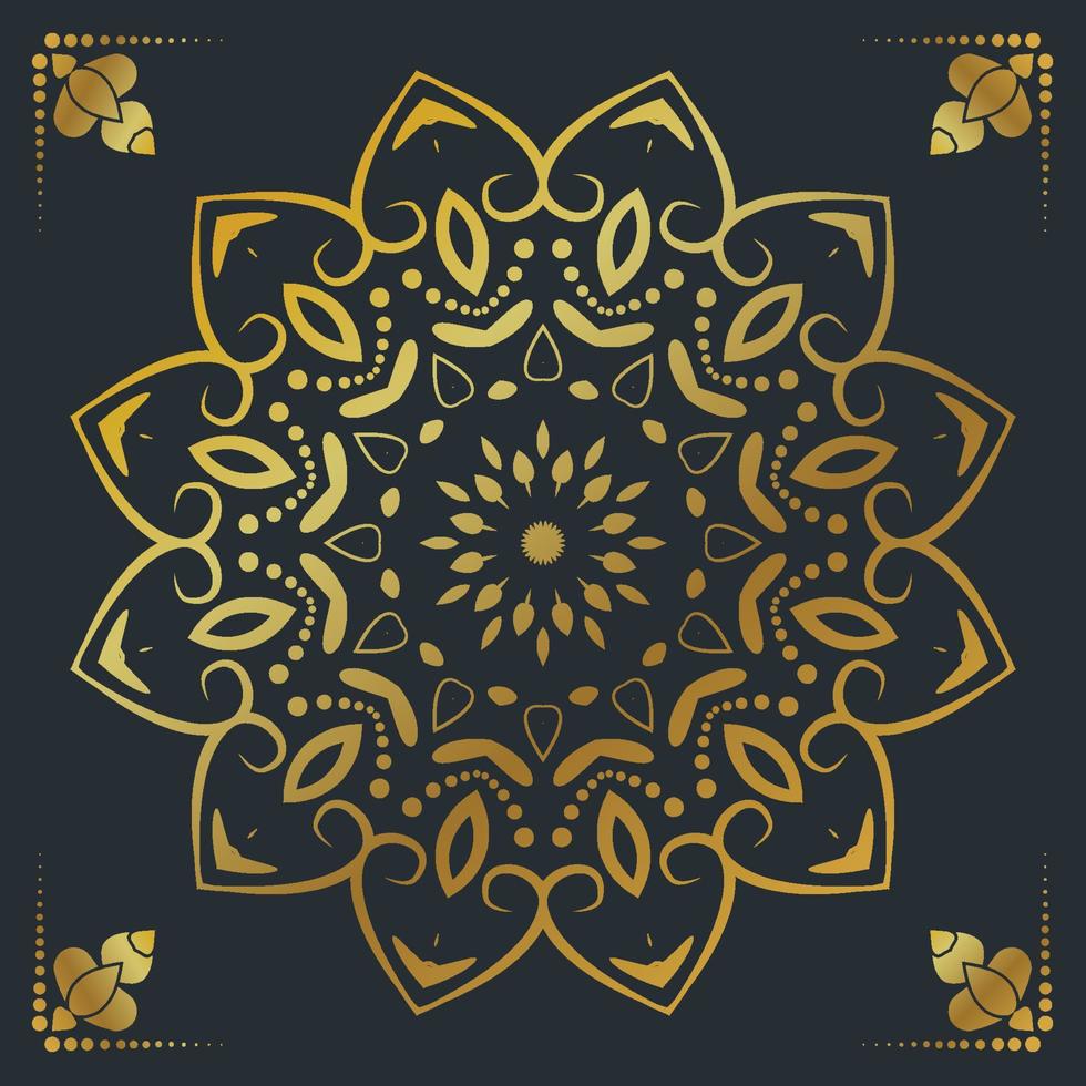 Fundo de desenho de mandala ornamental de luxo na cor ouro vetor