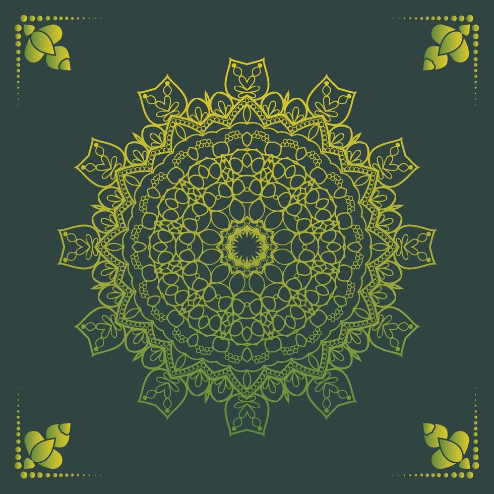 Fundo de desenho de mandala ornamental de luxo na cor ouro vetor