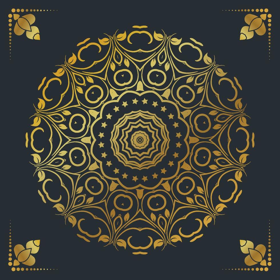 Fundo de desenho de mandala ornamental de luxo na cor ouro vetor