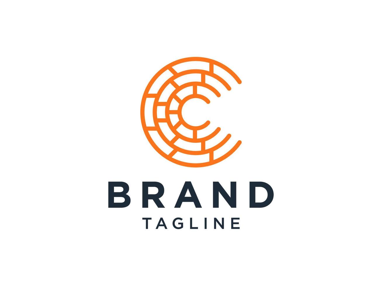 abstrato letra inicial c logotipo. estilo de linha circular laranja isolado no fundo branco. utilizável para logotipos de negócios e tecnologia. elemento de modelo de design de logotipo de vetor plana.