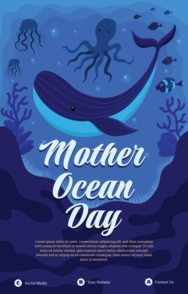 modelo de cartaz do dia da mãe do oceano vetor