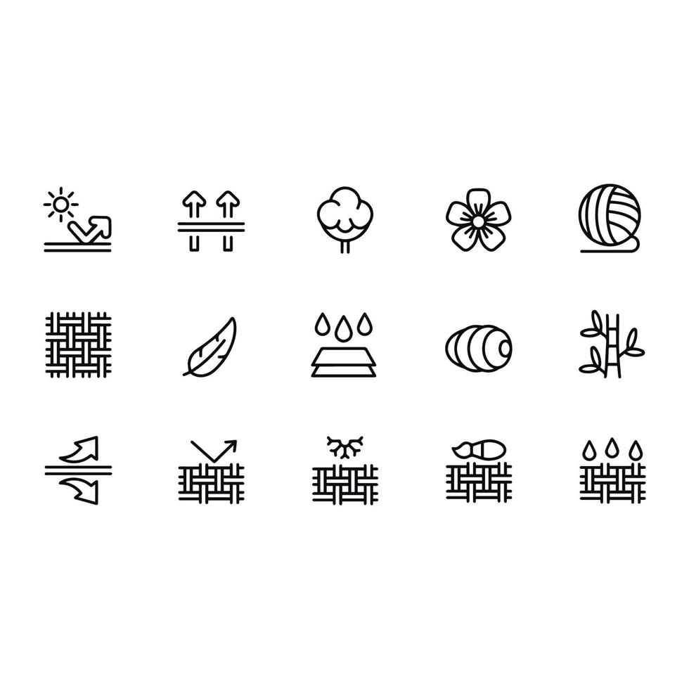 conjunto de ícones de recurso de tecido vetor