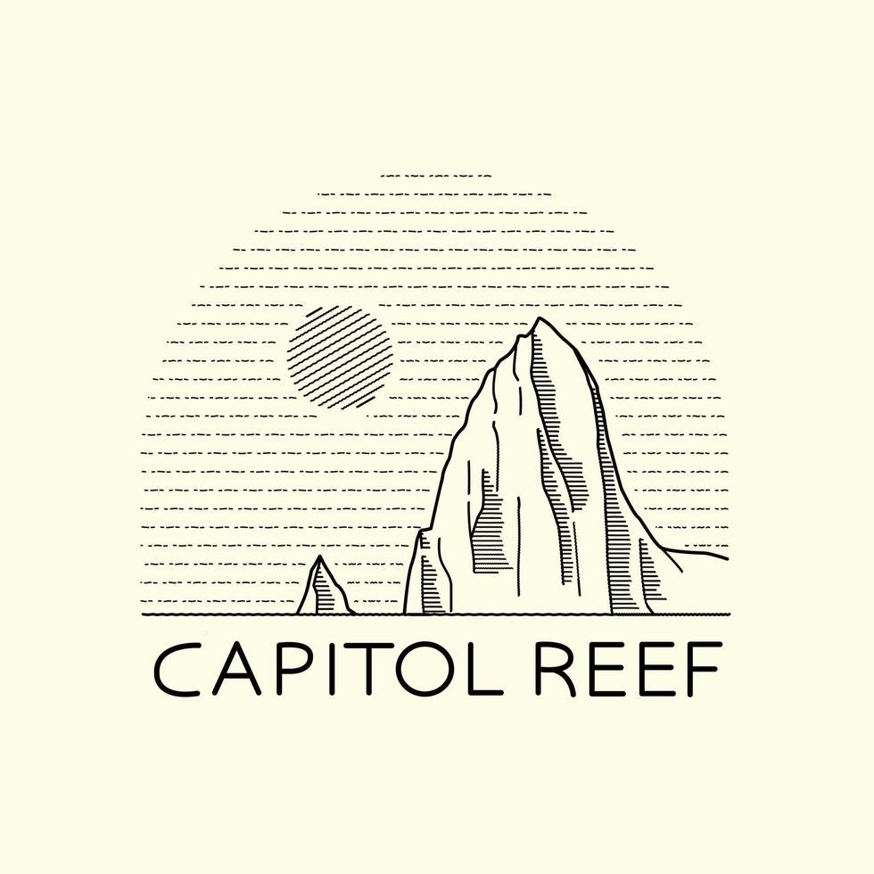 ilustração vetorial do parque nacional de recifes do Capitólio em estilo monoline vetor