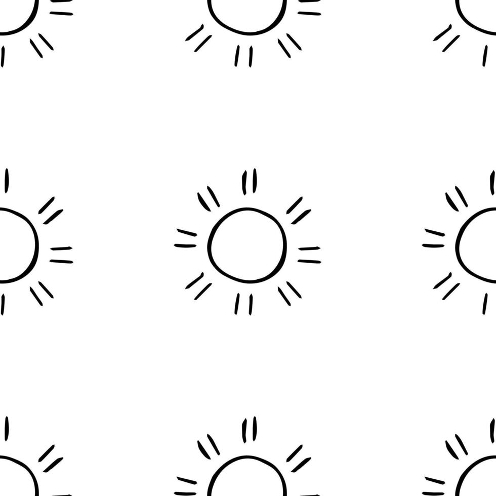 padrão sem emenda com ícones de sol. doodle ícones de sol sobre fundo branco. doodle ícones de verão. padrão sem emenda de verão. padrão de vetor de férias