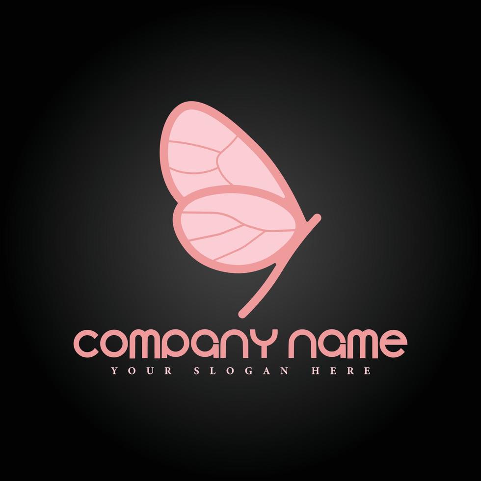 vetor premium de modelo de design de logotipo rosa borboleta