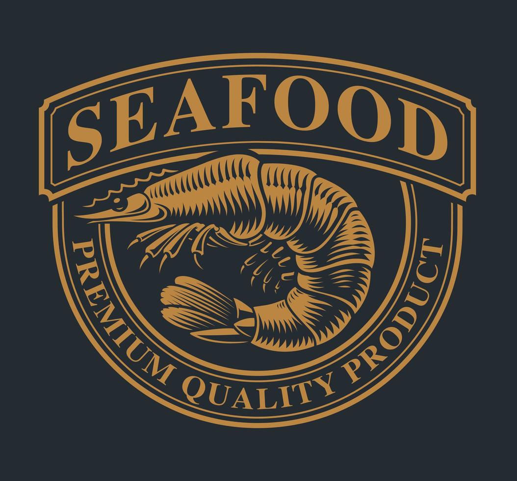 emblema vintage com camarão vetor