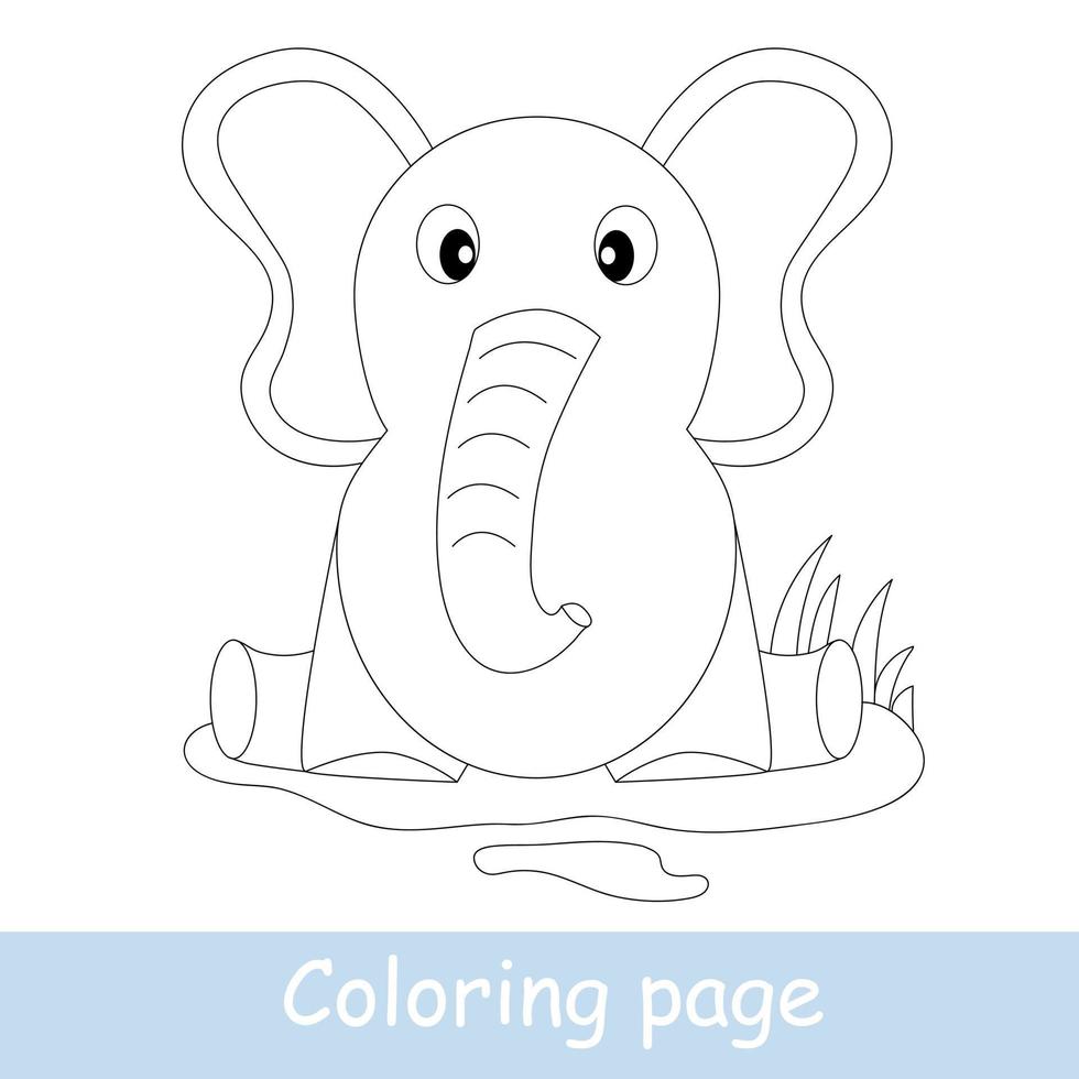 bonito desenho de elefante para colorir. aprender a desenhar animais. arte de linha vetorial, desenho à mão. livro de colorir para crianças vetor