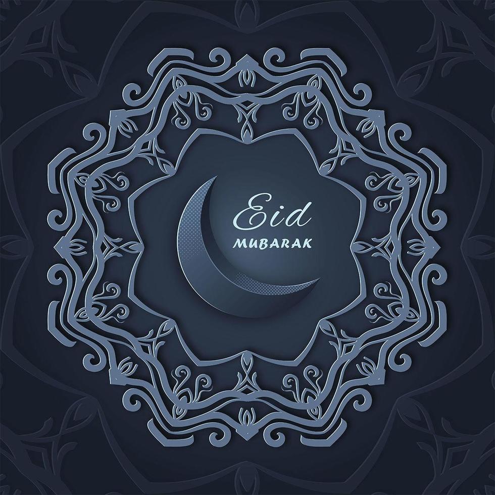 saudações de ad mubarak com design de estrela ornamental mandala vetor