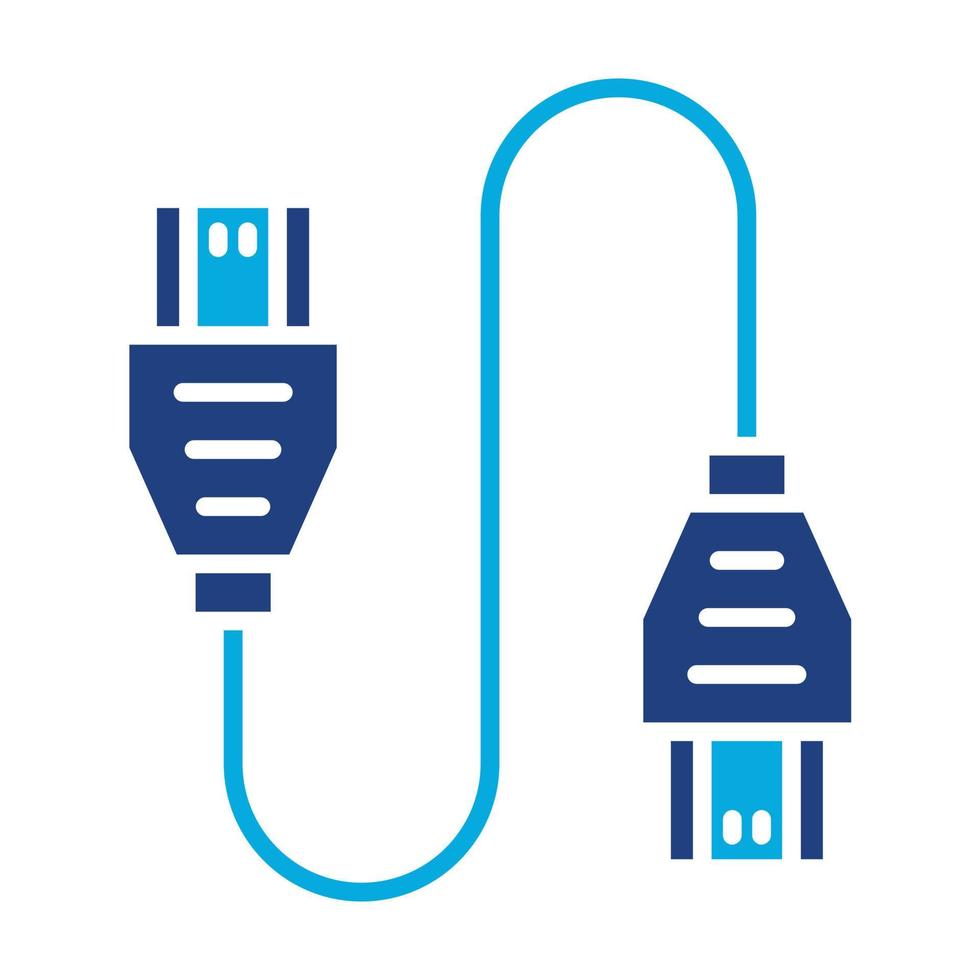 ícone de duas cores de glifo de cabo hdmi vetor