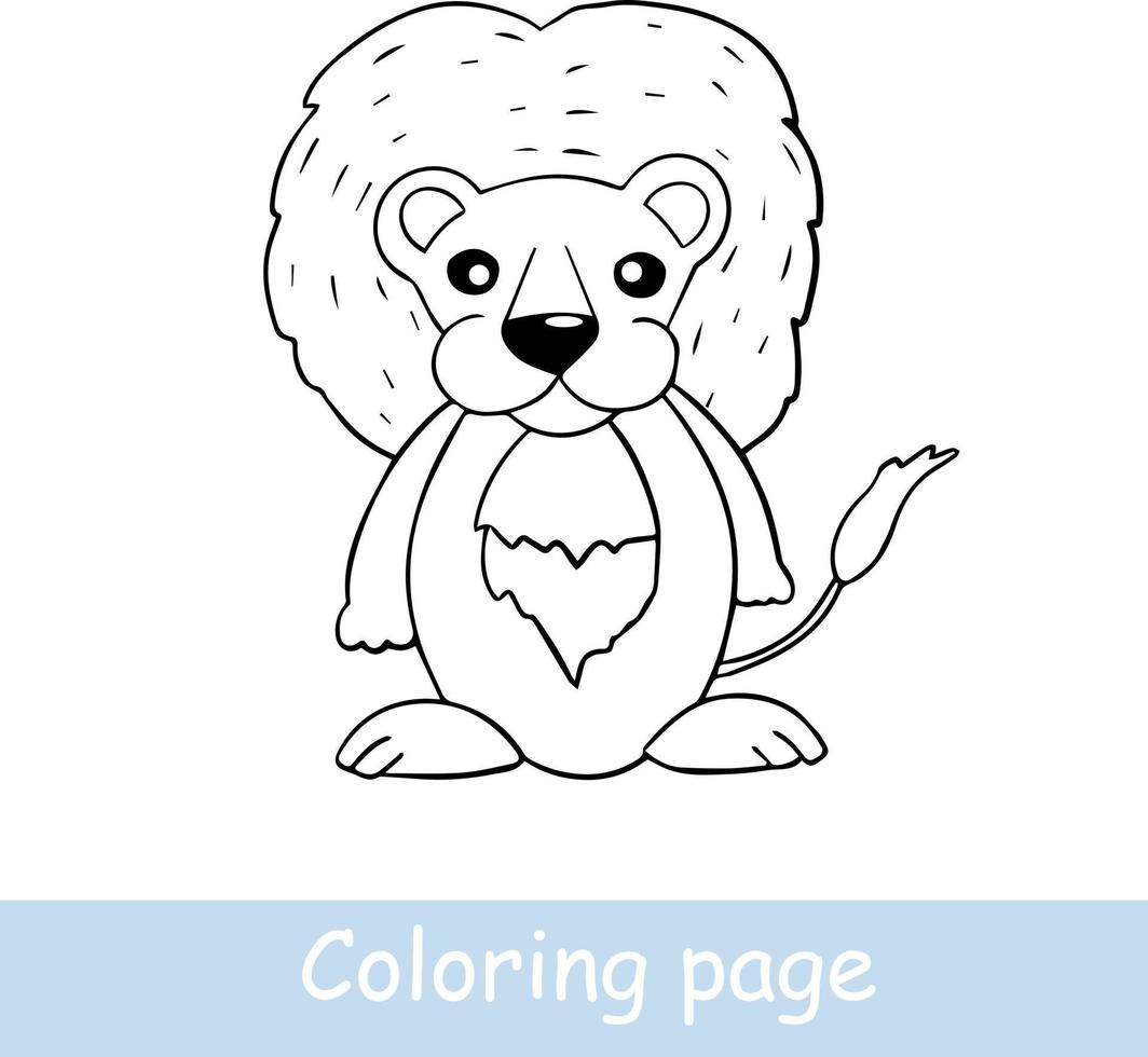 lindo desenho de leão para colorir. aprender a desenhar animais. arte de linha vetorial, desenho à mão. livro de colorir para crianças vetor