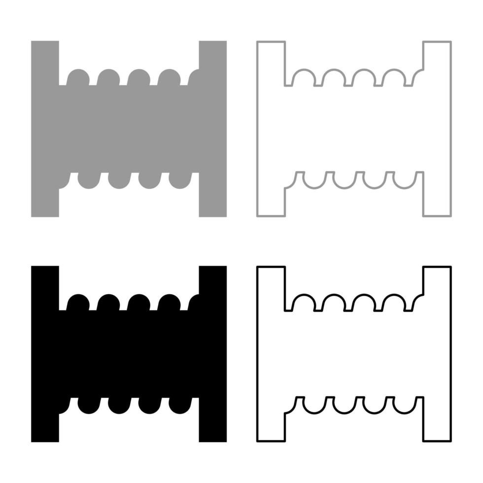 carretel fio cabo bobina bobina conjunto ícone cinza cor preta ilustração vetorial imagem preenchimento sólido contorno linha de contorno fina estilo plano vetor