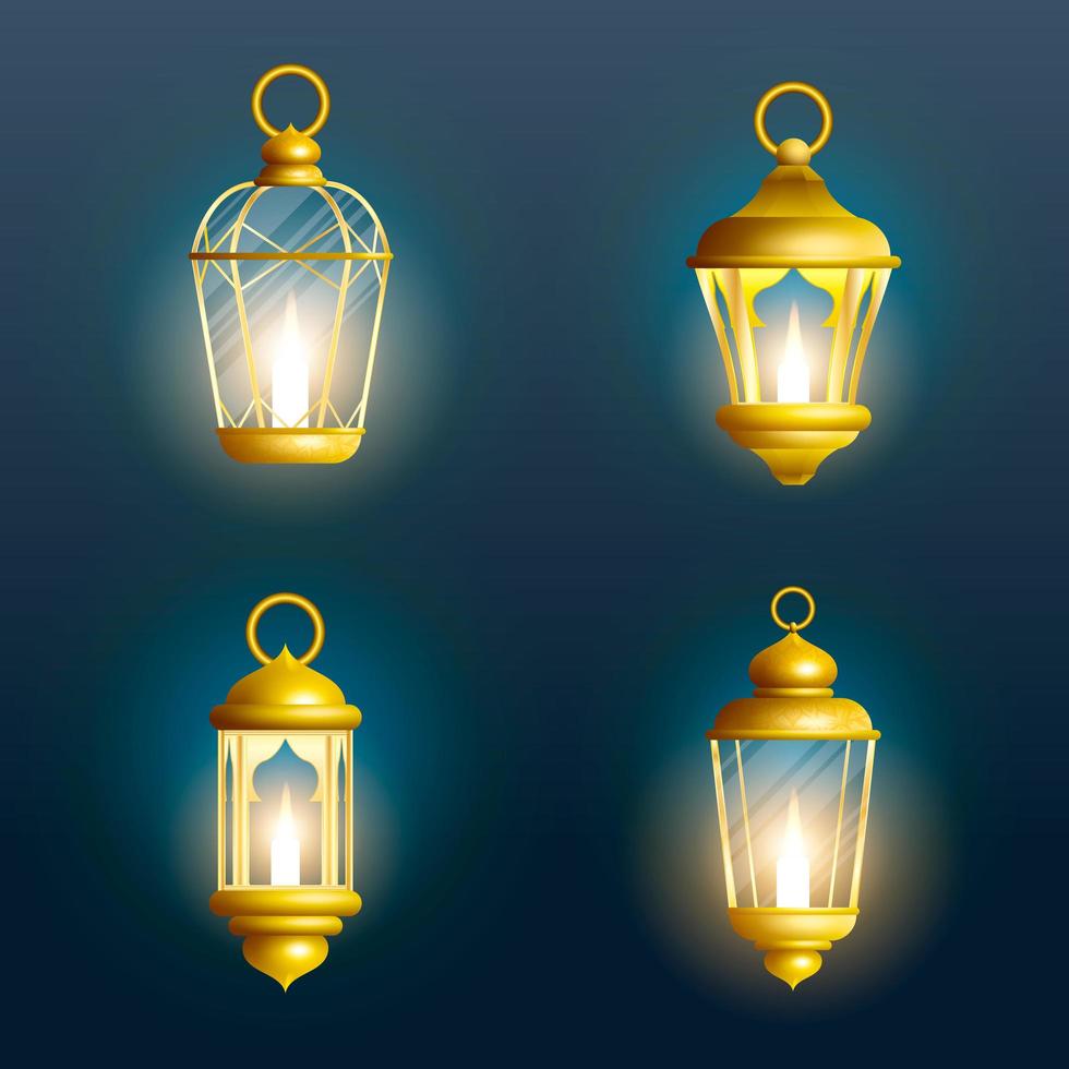 conjunto de lanternas do ramadã vetor