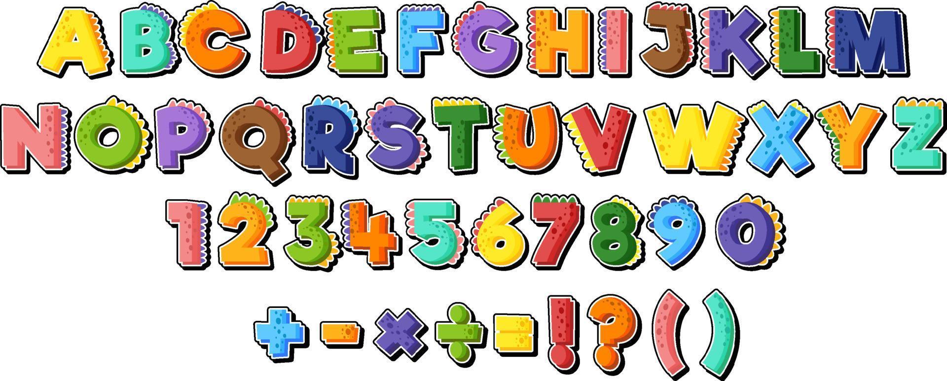 design de fonte para alfabetos e números em inglês vetor