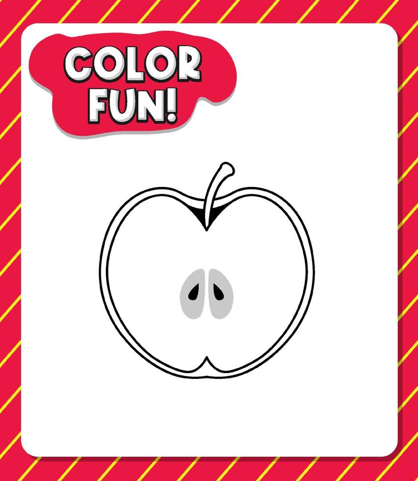 modelo de planilhas com texto divertido de cor e contorno de maçã vetor