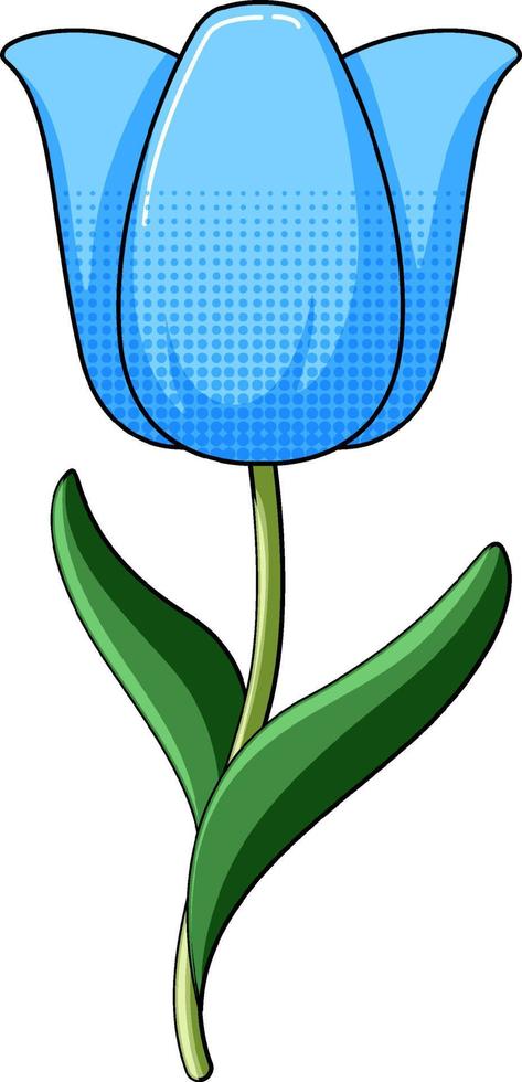 flor de tulipa azul com folhas vetor