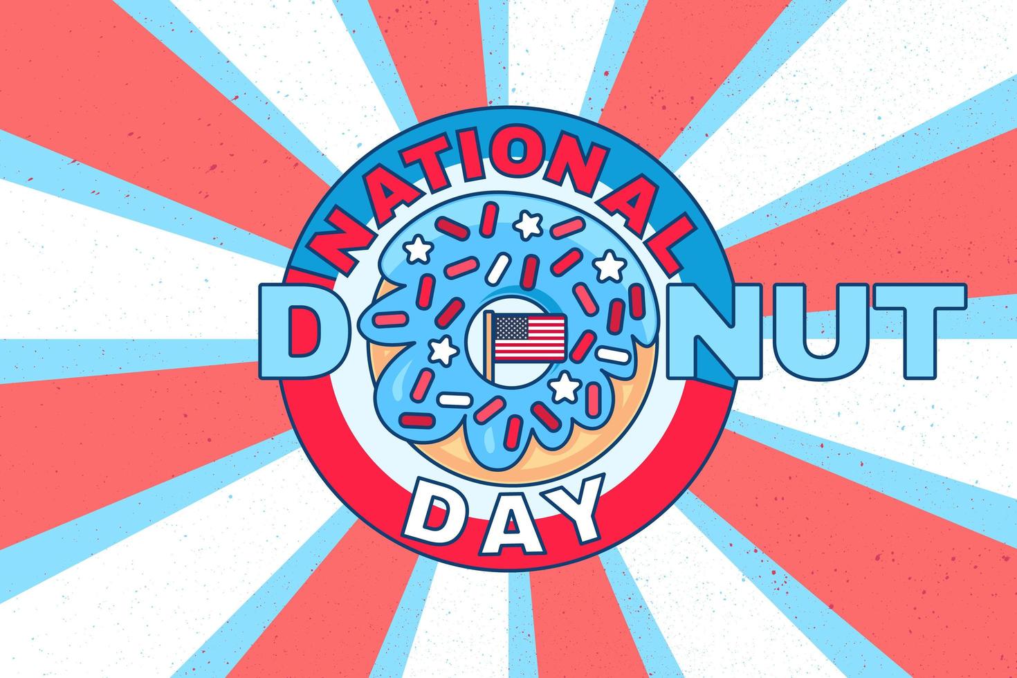 cartão retro do dia nacional do donut ou design de plano de fundo vetor