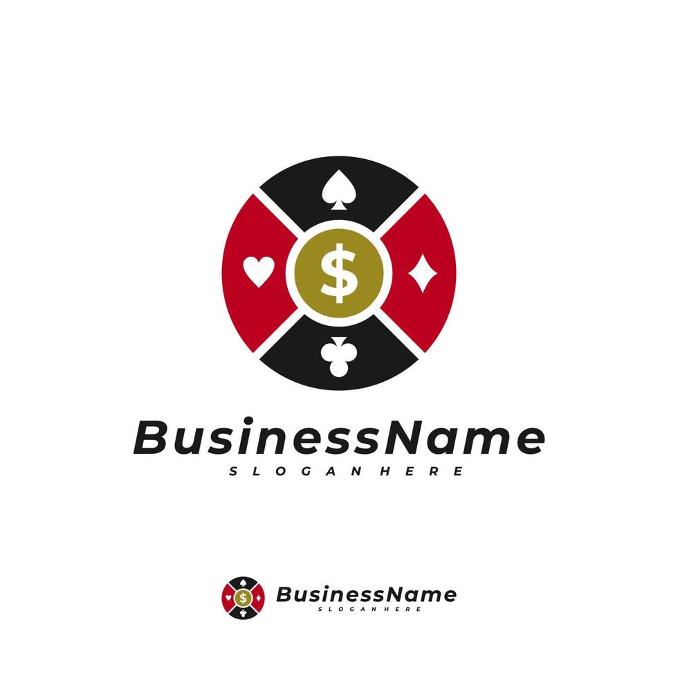 modelo de vetor de logotipo de dinheiro de poker, conceitos de design de logotipo de dinheiro criativo