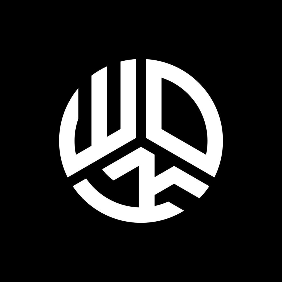 design de logotipo de carta wok em fundo preto. wok conceito de logotipo de letra de iniciais criativas. design de letra wok. vetor