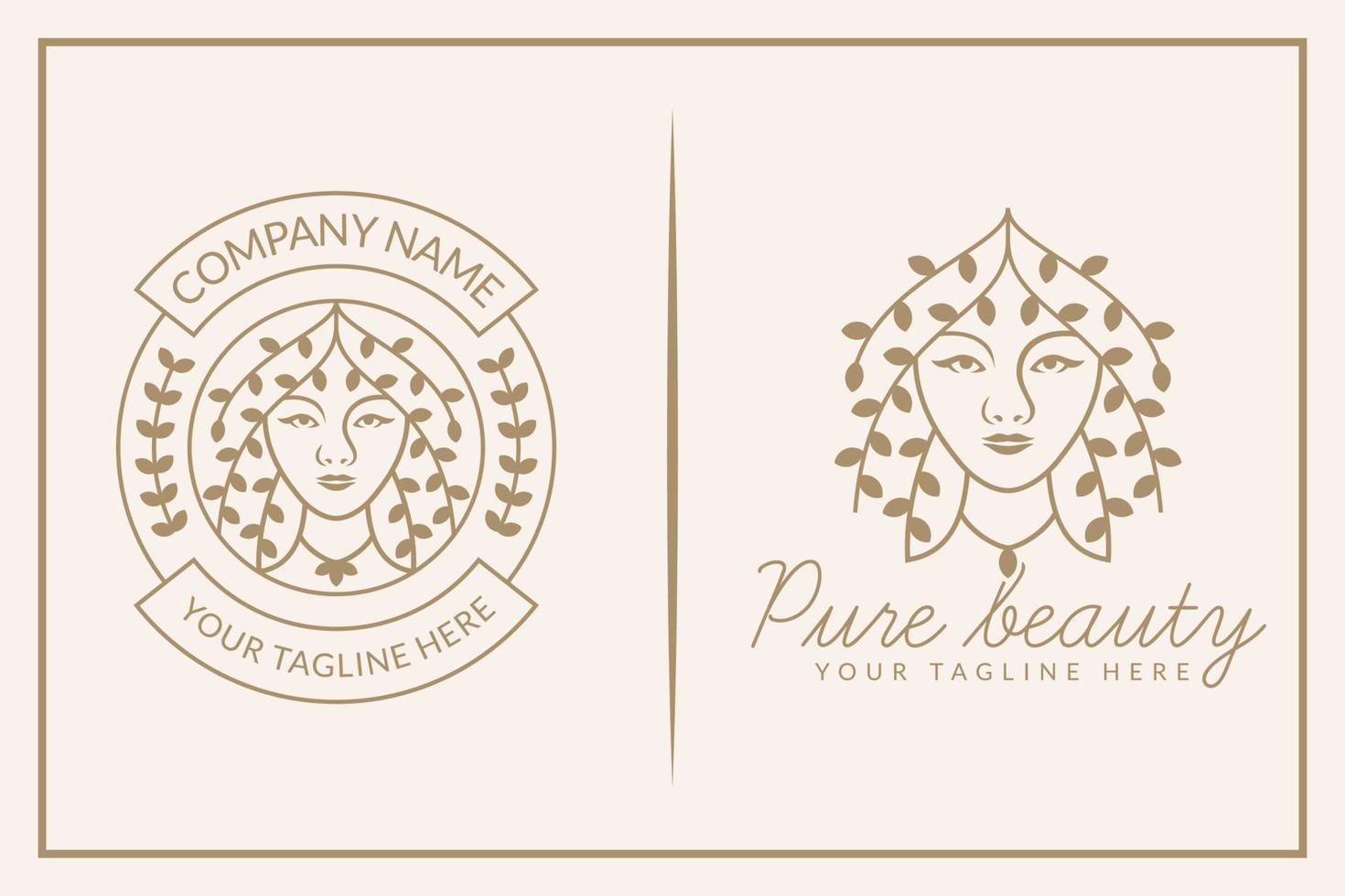 rosto de mulher de beleza elegante com logotipo de estilo de arte de linha para cuidados com a pele, produtos de beleza, cosméticos e spa vetor