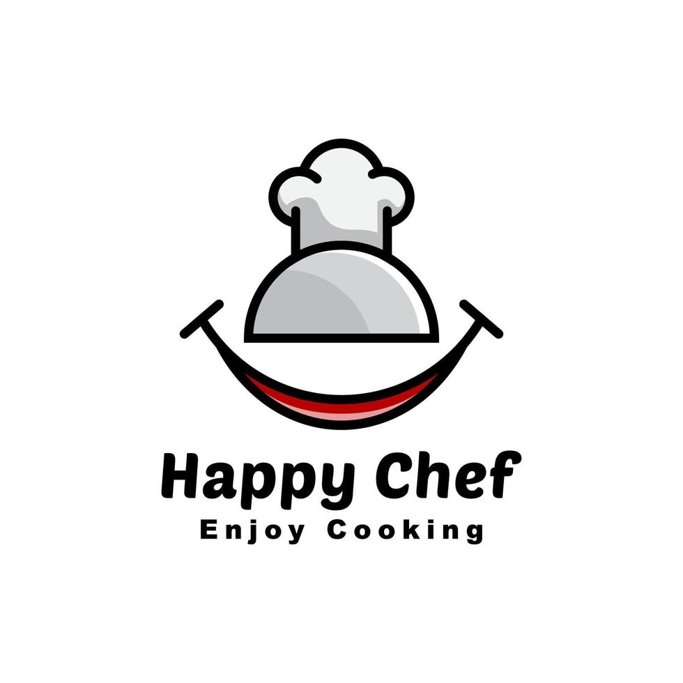 chef feliz gosta de cozinhar modelo de vetor de logotipo moderno