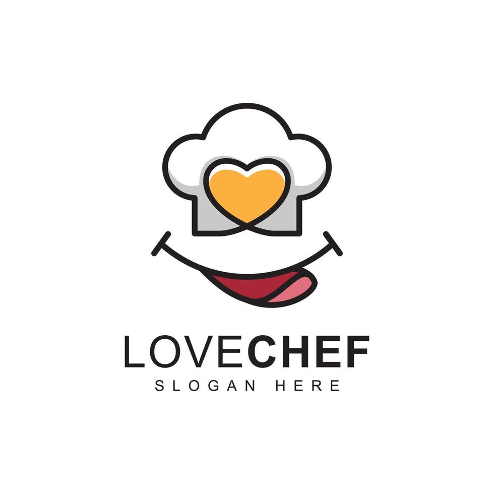 modelo de vetor de design de logotipo moderno de chef de cozinha feliz