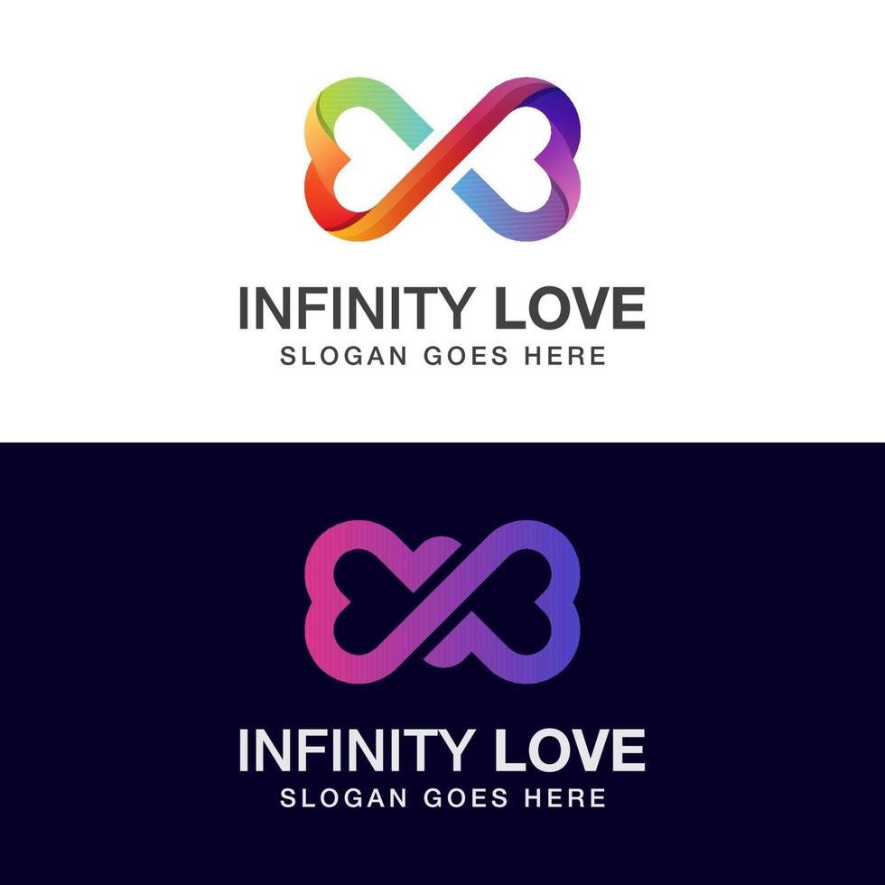 modelo de vetor de design de ícone de logotipo infinito de amor de cor gradiente