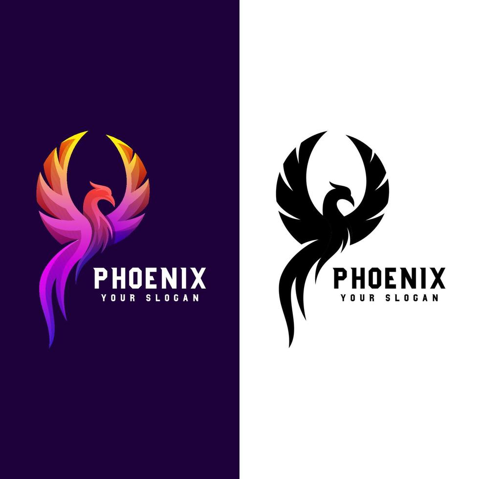 incrível ilustração do logotipo phoenix gradien duas versões vetor
