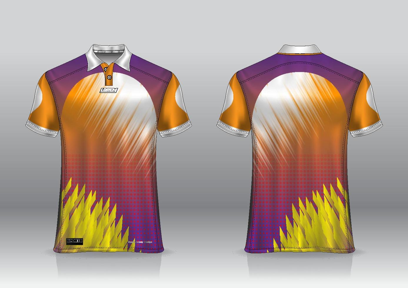 design de camisa polo para esportes ao ar livre vista frontal e traseira vetor