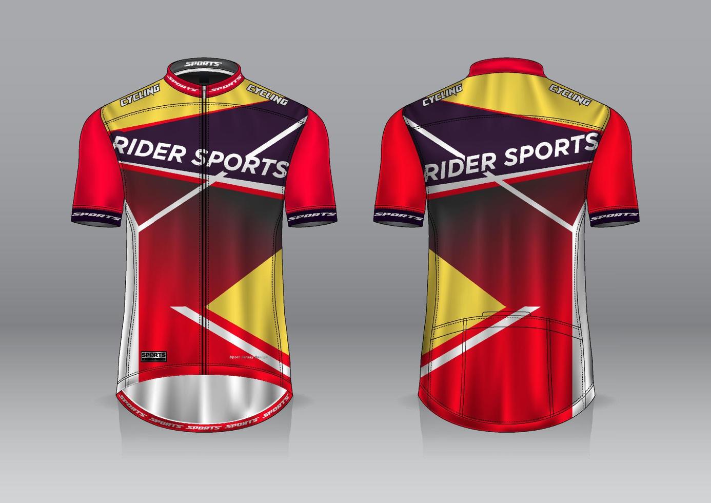 design de jersey para ciclismo, vista frontal e traseira e fácil de editar e imprimir em tecido, roupas esportivas para equipes de ciclismo vetor