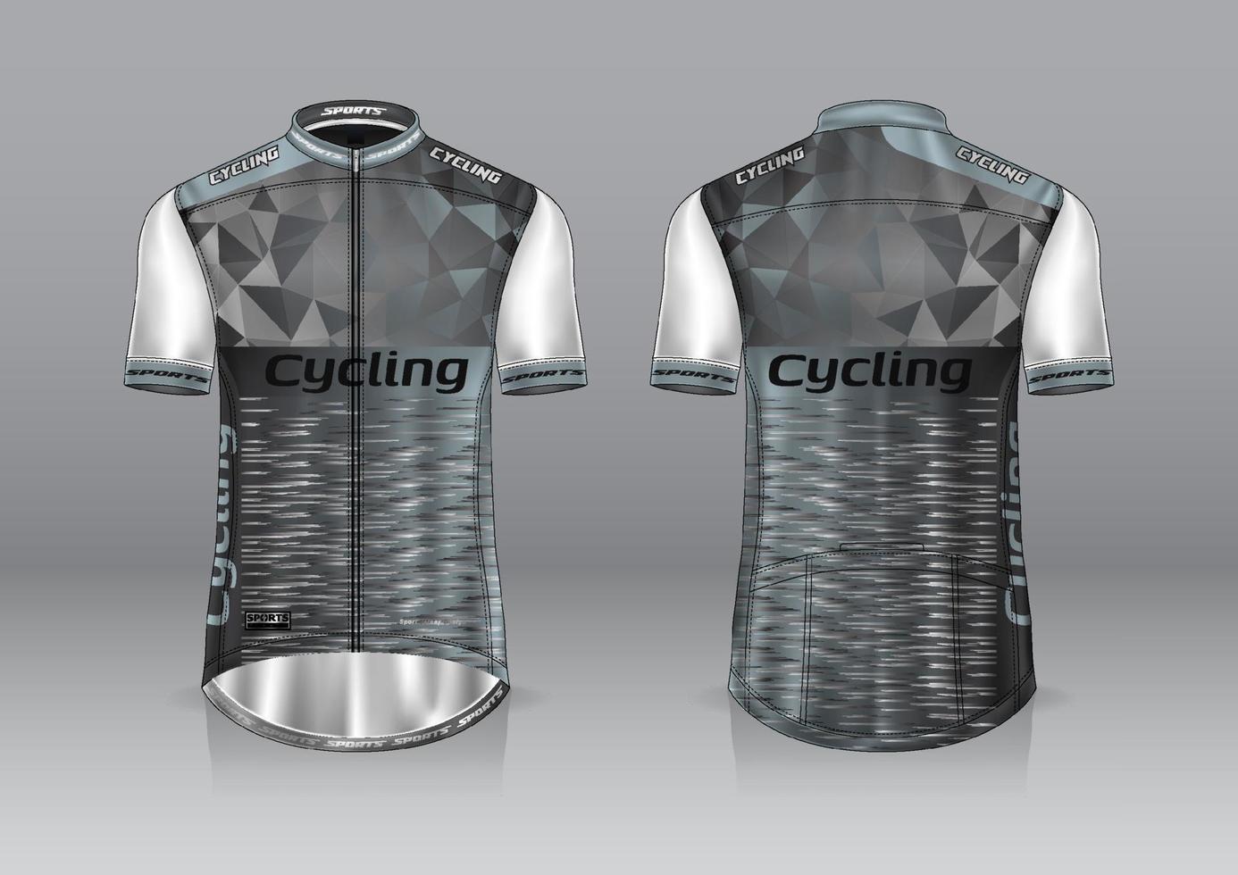 design de jersey para ciclismo, vista frontal e traseira e fácil de editar e imprimir em tecido, roupas esportivas para equipes de ciclismo vetor