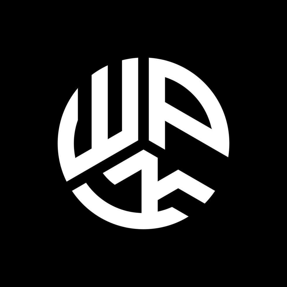 design de logotipo de carta wpk em fundo preto. conceito de logotipo de letra de iniciais criativas wpk. design de letra wpk. vetor