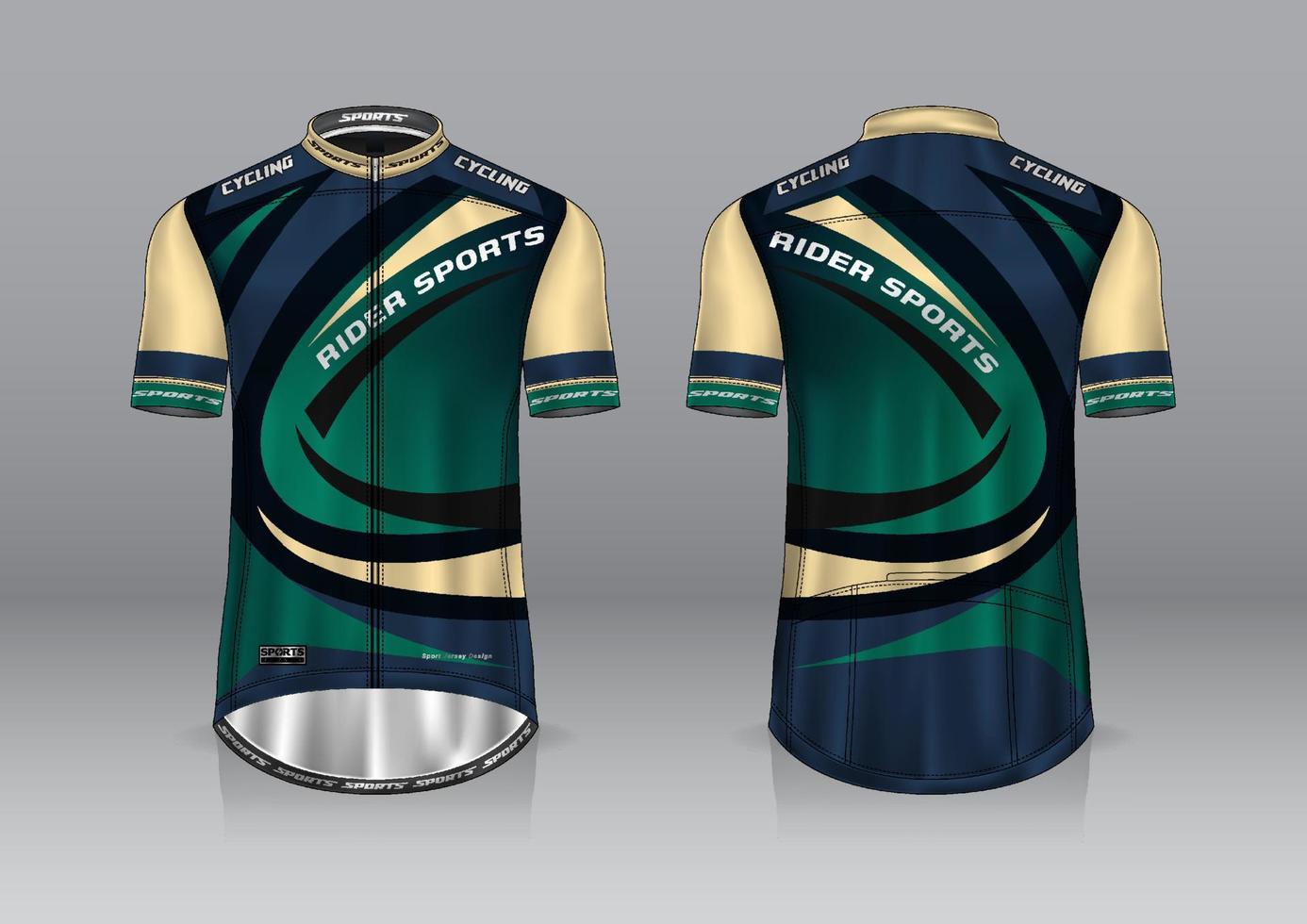 design de jersey para ciclismo, vista frontal e traseira e fácil de editar e imprimir em tecido, roupas esportivas para equipes de ciclismo vetor