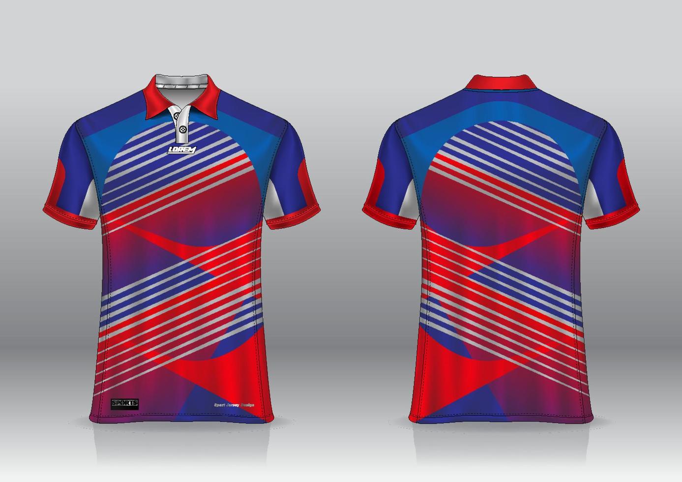 design de camisa polo para esportes ao ar livre vista frontal e traseira vetor