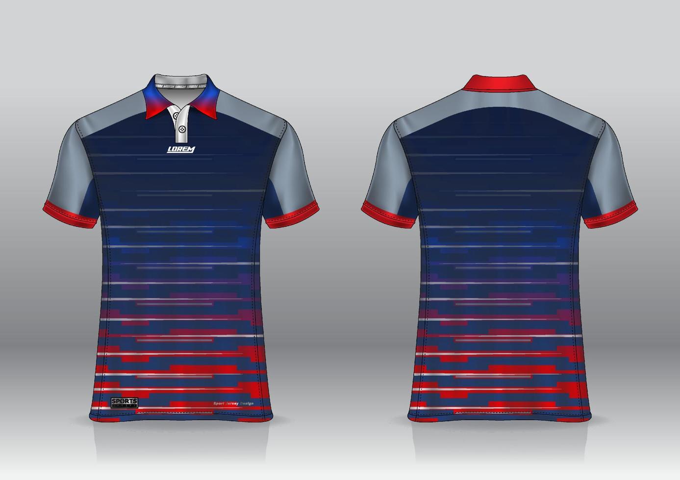 design de camisa polo para esportes ao ar livre vista frontal e traseira vetor