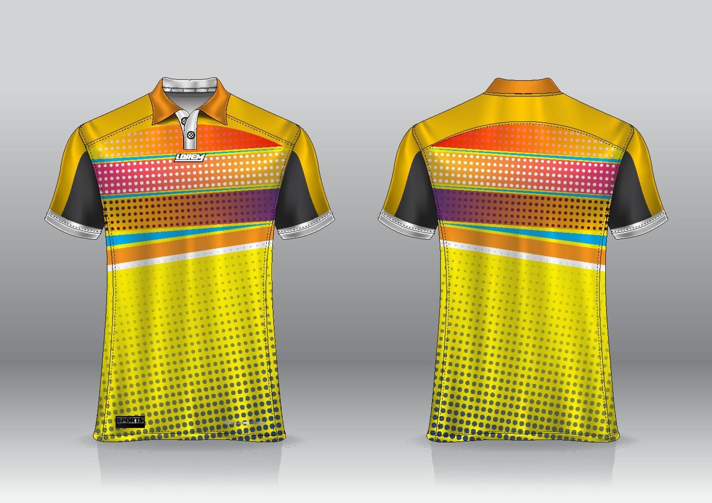 design de camisa polo para esportes ao ar livre vista frontal e traseira vetor