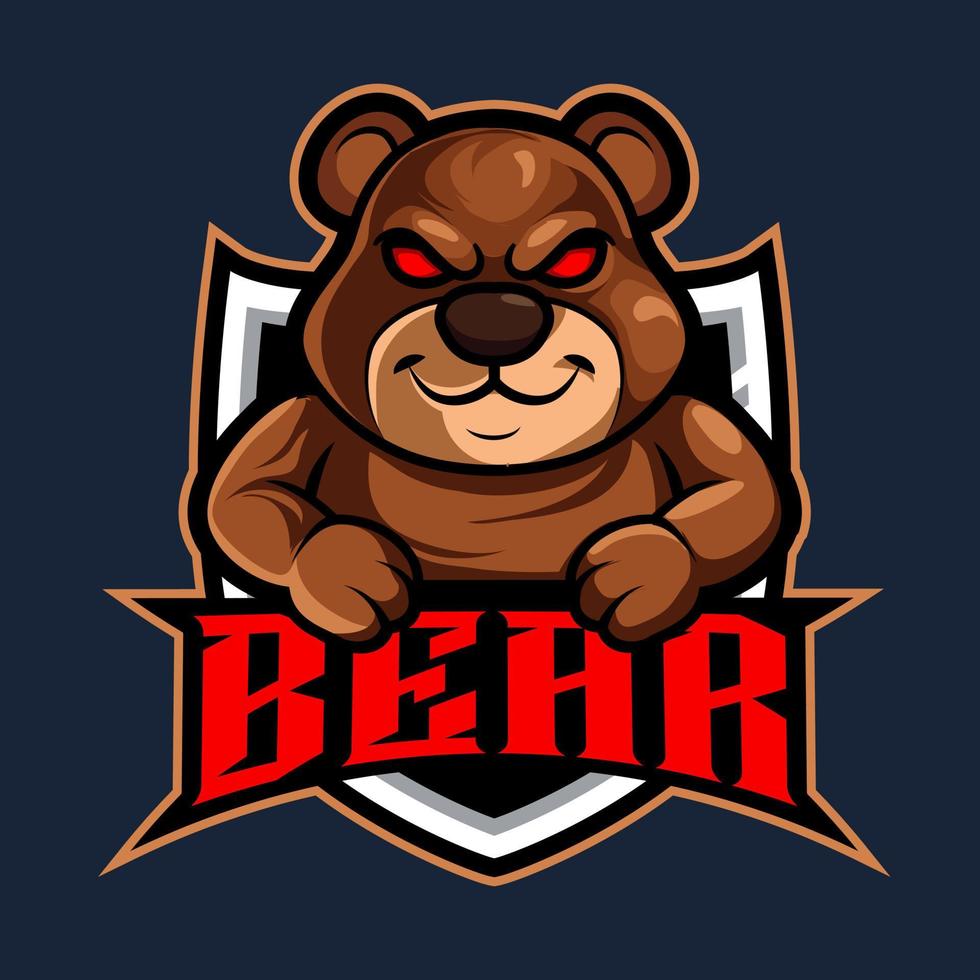 logotipo de mascote de urso para jogos vetor