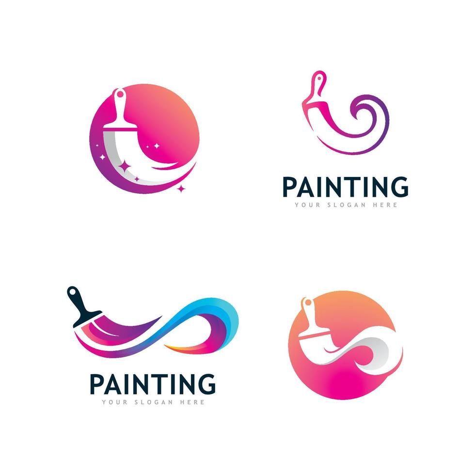 pintar o estilo de design de luxo de cores completas do logotipo. conceito de pincel criativo vetor