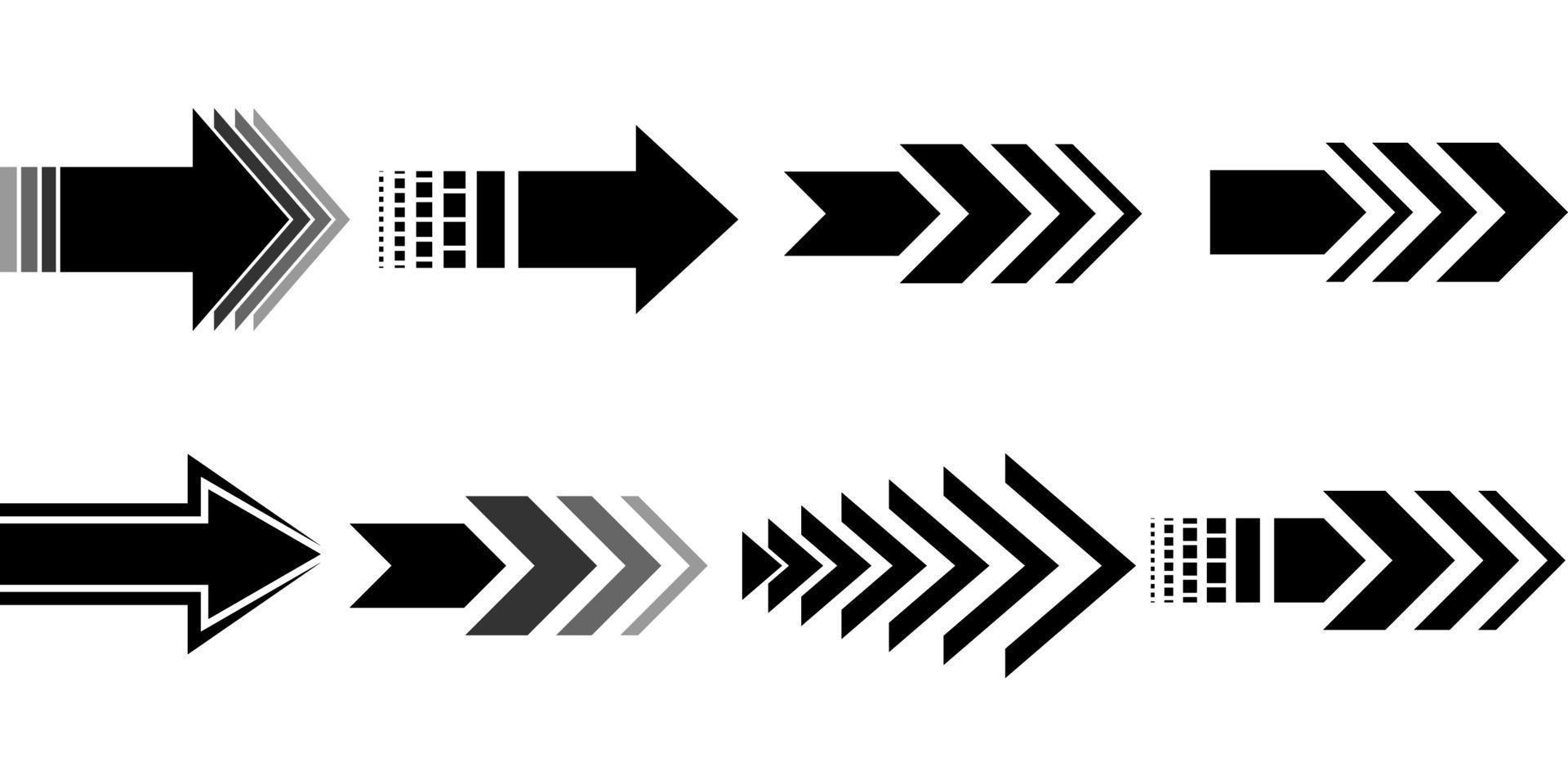 conjunto de coleção de ícones de seta grande vetor