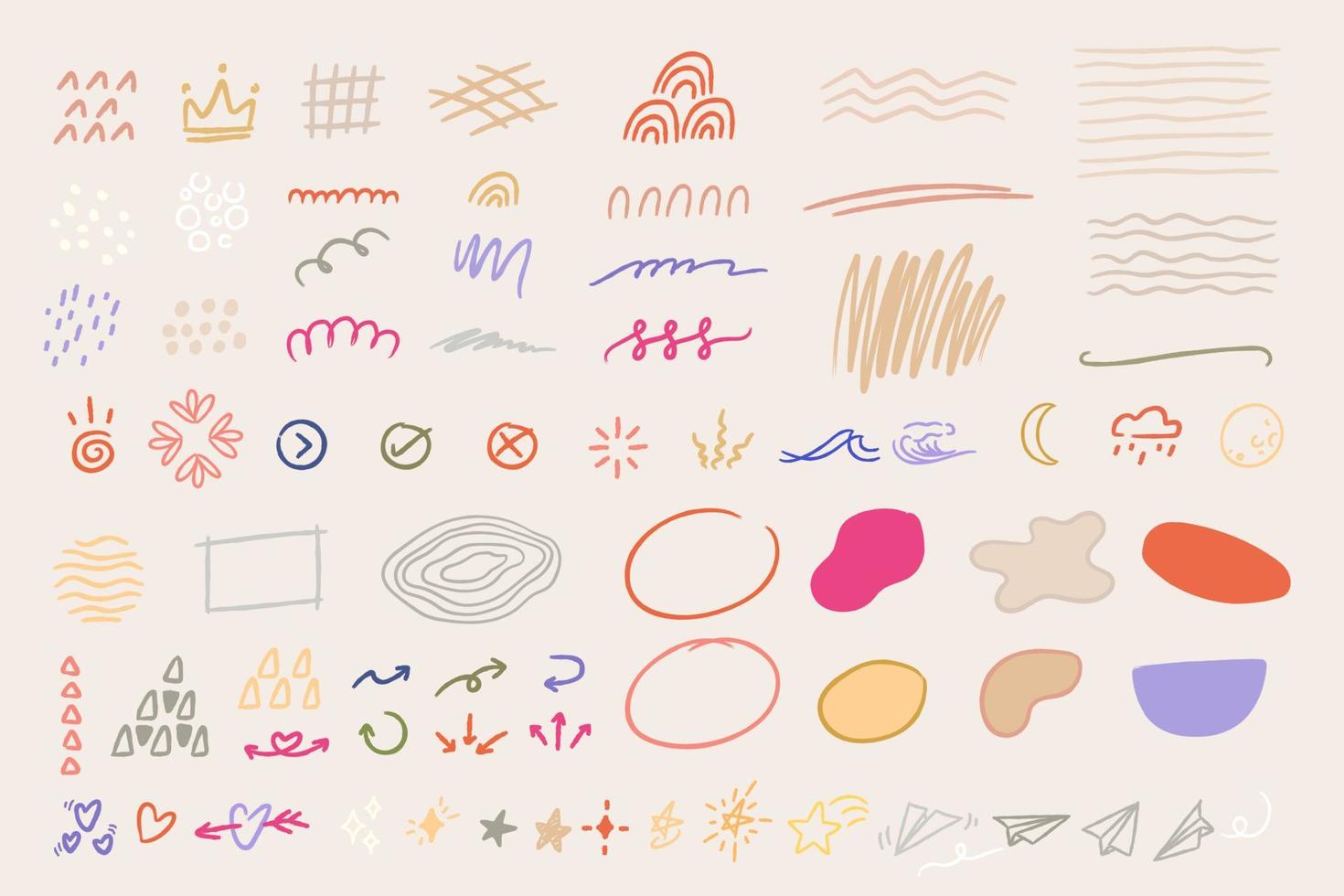 linha de elementos abstratos doodle, forma, ícone e ilustração vetorial padrão vetor