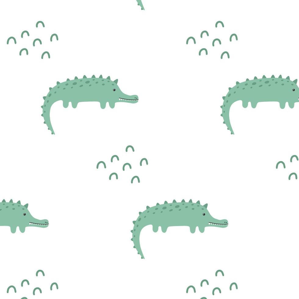 padrão infantil com crocodilo fofo. padrão desenhado com crocodilo. sem emenda com ilustração de aligator.vector. vetor