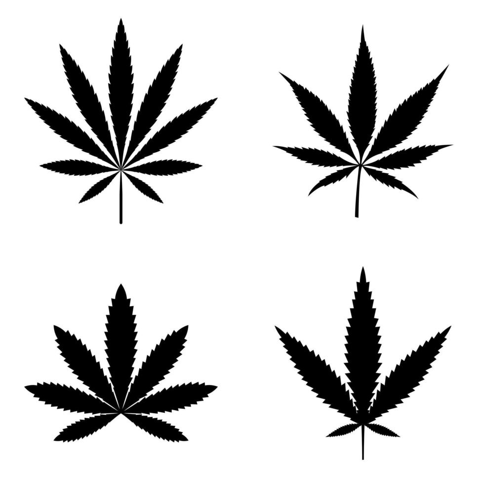 vetor de design de logotipo de silhueta de folha de cannabis