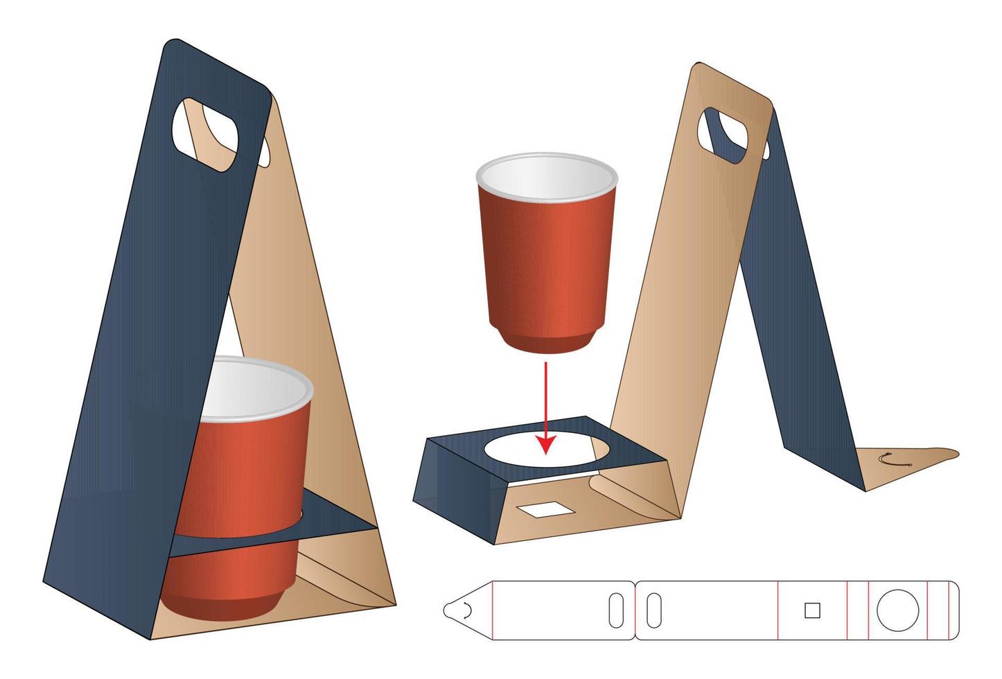 design de modelo cortado de embalagem de caixa. Maquete 3D vetor